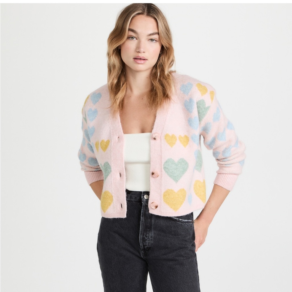 English Factory Pastel Heart Cardigan